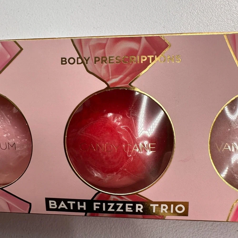 Body Prescriptions Bath Fizzer Trio‎ Sugar Plum Candy Cane Vanilla Sugar Gift a